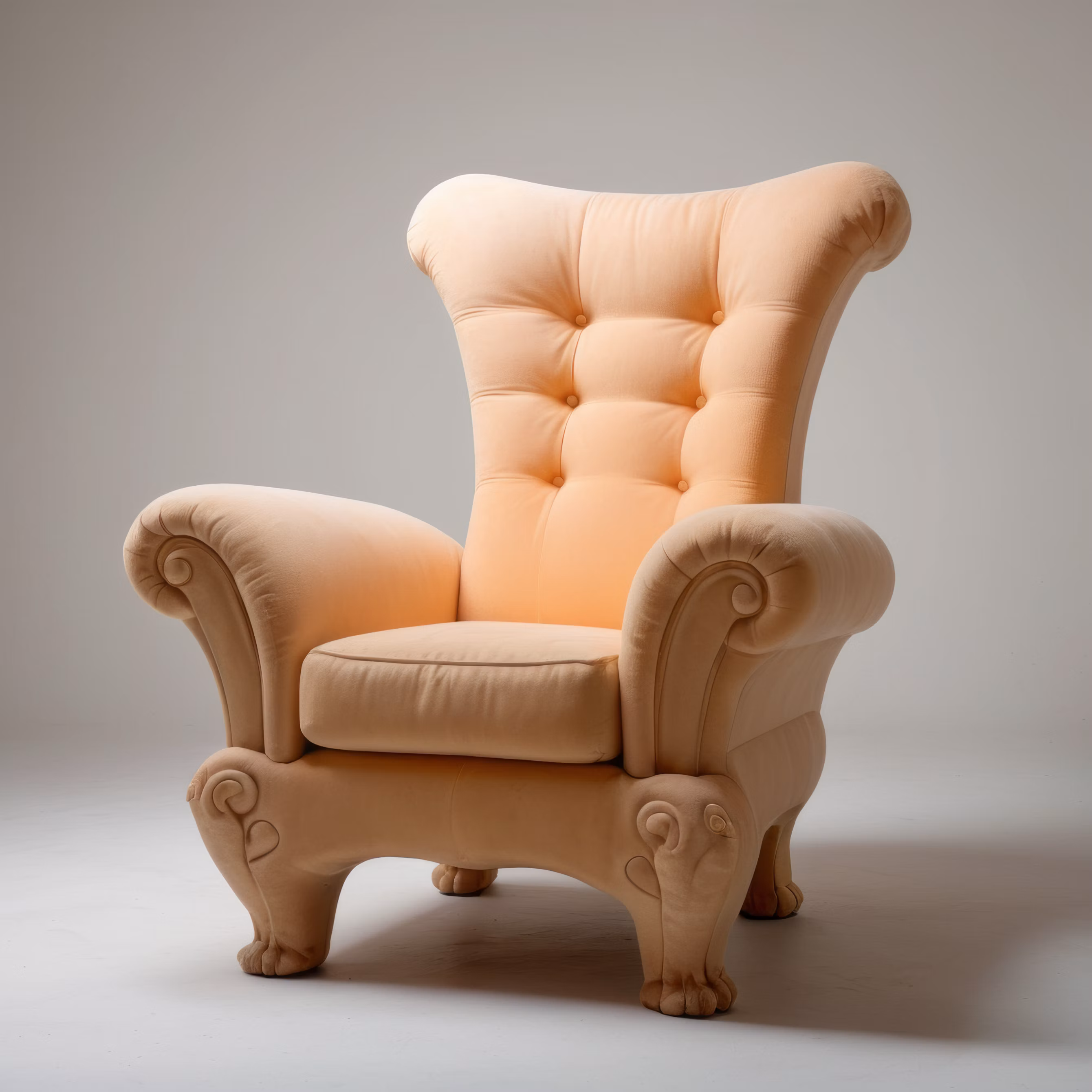 Peach armchair in an ecommerce product card